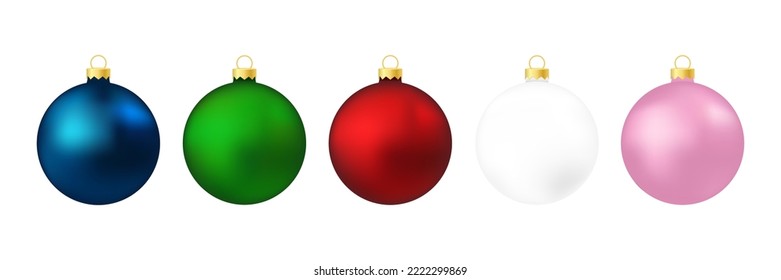 Set of Christmas tree balls isolated on white background