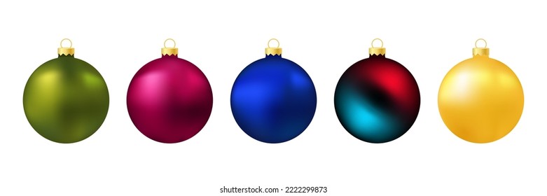 Set of Christmas tree balls isolated on white background