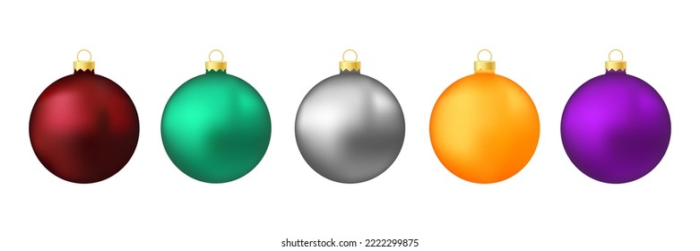 Set of Christmas tree balls isolated on white background