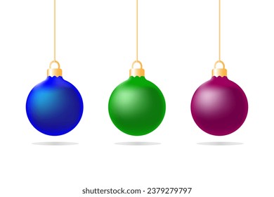 Set of Christmas tree balls isolated on a white background. Decoration for New Year and Christmas. Vector illustration