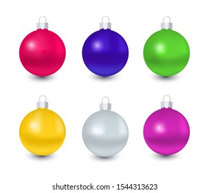 Set of Christmas tree colorful Christmas balls. In the vector.