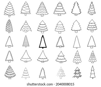 Set of christmas tree. Christmas tree for the coming winter.