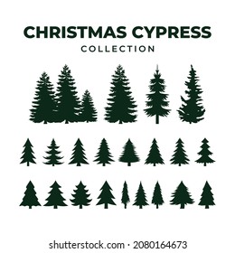 Set of christmas tree or christmas cypress