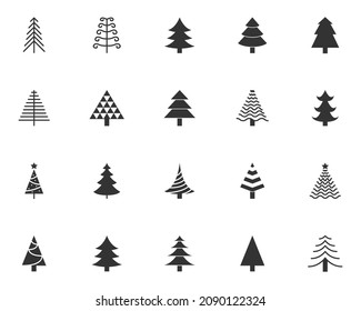 set of christmas tree, christmas decoration, winter