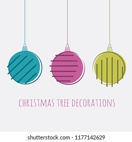 Set of Christmas tree decorations. Christmas balls are isolated on a white background. Vector. Flat design. Happy New Year.