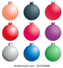 A set of Christmas tree decorations, colored gloss and matt balls, vector illustration