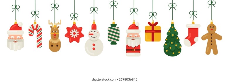 Conjunto de decoraciones de árboles de Navidad. Ilustración festiva en un estilo minimalista plano. Navidades y Año Nuevo.