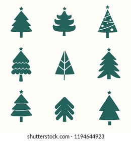 Set of Christmas tree design elements vector