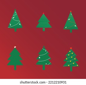 Set of christmas tree design elements vector