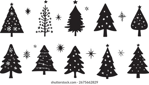 Set of christmas tree design elements vector