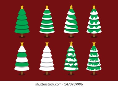 set Christmas tree design vector 