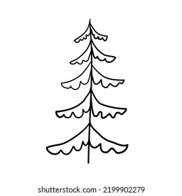 Set of christmas tree doodle illustration Hand drawn Sketch line vector