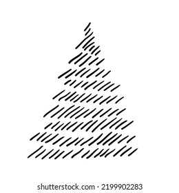 Conjunto de ilustraciones de doodle de árboles de navidad vector de línea de esbozo dibujado mano