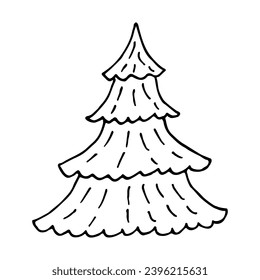 Set of christmas tree doodle illustration Hand drawn Sketch line vector