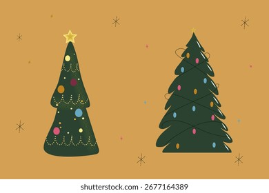 Conjunto de árvore de Natal, fundo de ouro
