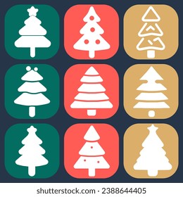 Set of Christmas Tree icon. Pictogram vector design.