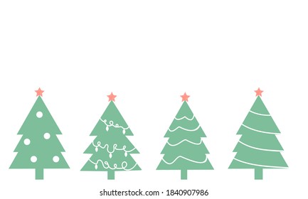 Conjunto de símbolos de icono del árbol de Navidad aislado en la ilustración del vector de fondo blanco.