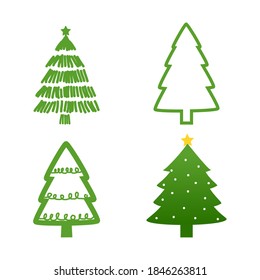 Set of Christmas tree icon symbol isolated on white background vector illustration.