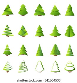 Set of Christmas tree icons