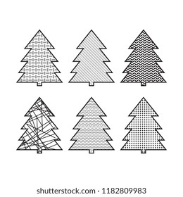 Set of Christmas tree icons in pop art stile Can be used for web and mobile. Vector illustration