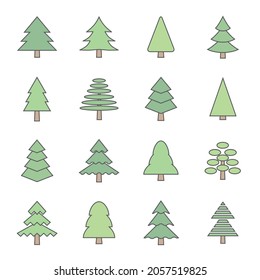 Conjunto de iconos de árbol de Navidad, ilustración vectorial 