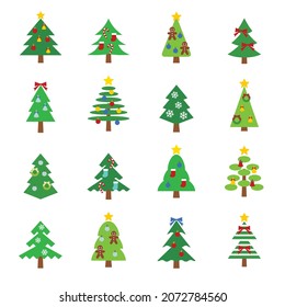 Conjunto de iconos de árbol de Navidad, ilustración vectorial 