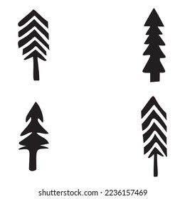Set of christmas tree illustrations. Winter xmas art design for holiday. 