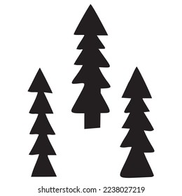 Set of christmas tree illustrations. Winter xmas art design for holiday. 