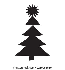 Set of christmas tree illustrations. Winter xmas art design for holiday. 