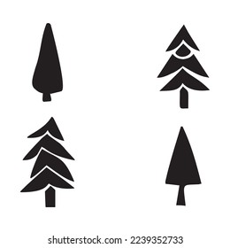 Set of christmas tree illustrations. Winter xmas art design for holiday. 