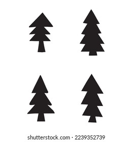 Set of christmas tree illustrations. Winter xmas art design for holiday. 