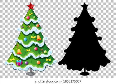 Set of christmas tree on transparent background illustration