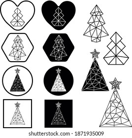 Set of christmas tree sign, vector illustration