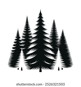 set of Christmas tree silhouette