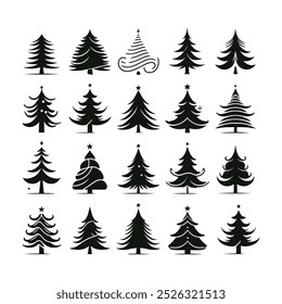Conjunto de silueta de árbol de Navidad