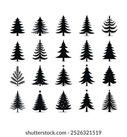 Conjunto de silueta de árbol de Navidad