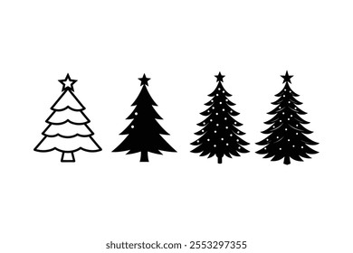 set of Christmas tree silhouette icon silhouette 