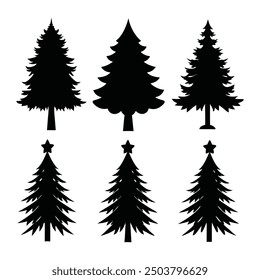 Set of christmas tree silhouette vector art
