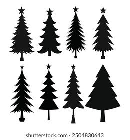 Conjunto de árbol de navidad silueta Arte vectorial