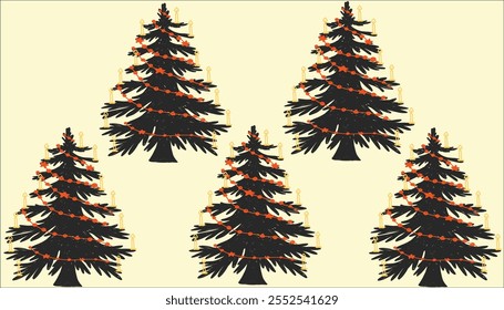 Conjunto de siluetas de árbol de Navidad