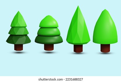 set of Christmas tree symbol 3d render design