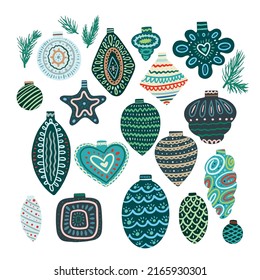 A set of Christmas tree toys. Christmas design