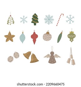 Set of Christmas Tree Toys. Vector Illustration.