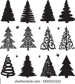 Set of Christmas tree vector