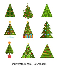 Set of Christmas tree vector icon isolated on white background for holiday design.