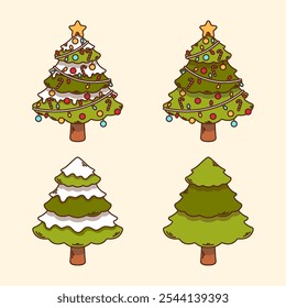 Conjunto da árvore de Natal. Ilustração de vetor de Natal