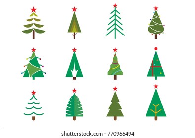 Set Christmas tree   vector illustration on background