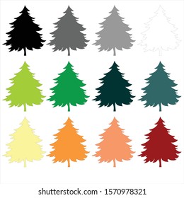 set of christmas tree vectors, at christmas