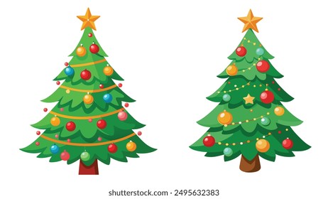 Set of Christmas tree , white background