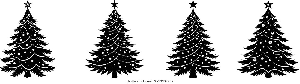 Set of Christmas tree , white background